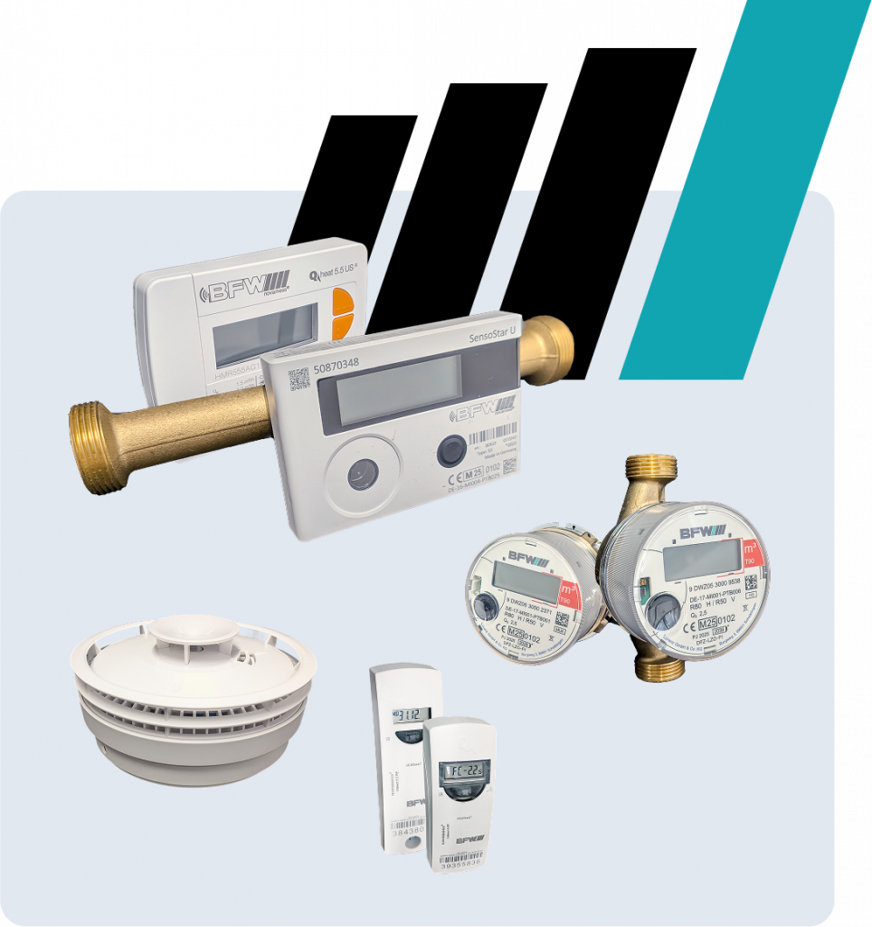 Funkfähige Wärmemengenzähler, Rauchwarnmelder, Kalt- & Warmwasserzähler und Heizkostenverteiler